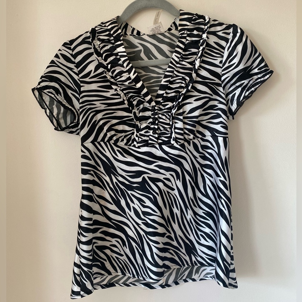 HeartSoul Y2K 2000s Zebra Print Blouse